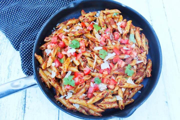 one pan chorizo alfredo penne